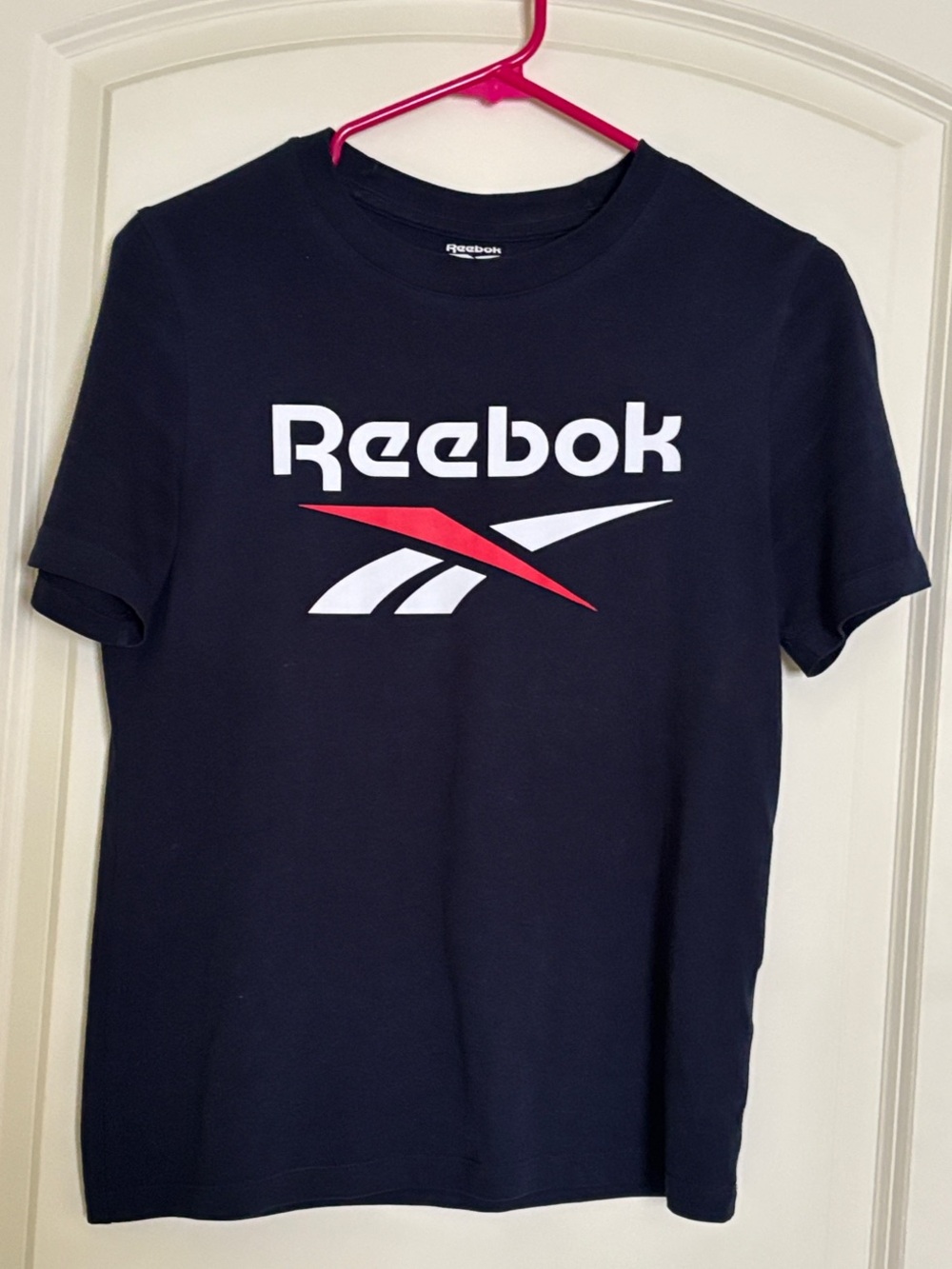 Reebok Navy Tee with Red & White Logo Print
